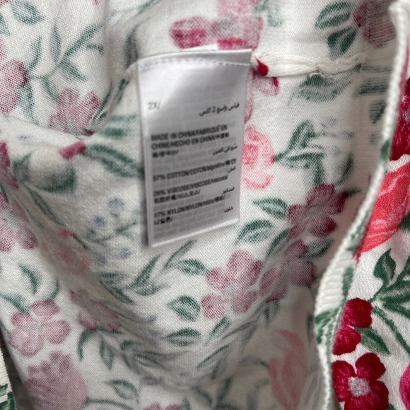 KAREN SCOTT Womens PLUS 2X White Red Pink Floral Cardigan Button Down Sweater - Picture 7 of 7